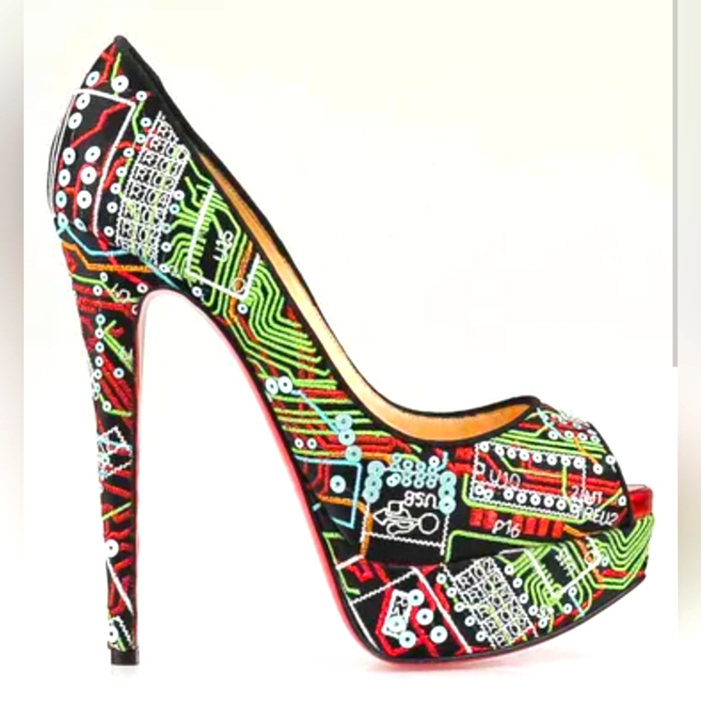 Christian Louboutin Lady Peep Geek Platform Open Toe Pumps 36/6